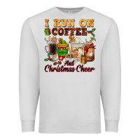 Dove Grey i run on coffee and christmas cheer Premium Sweatshirt - FaDigitalArtStudio