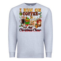 Heather Grey i run on coffee and christmas cheer Premium Sweatshirt - FaDigitalArtStudio
