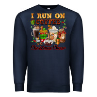 Navy i run on coffee and christmas cheer Premium Sweatshirt - FaDigitalArtStudio