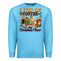 Ocean Blue i run on coffee and christmas cheer Premium Sweatshirt - FaDigitalArtStudio