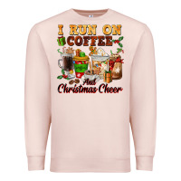Pale Pink i run on coffee and christmas cheer Premium Sweatshirt - FaDigitalArtStudio