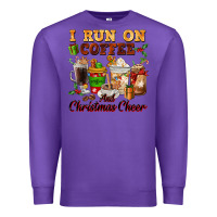 Purple i run on coffee and christmas cheer Premium Sweatshirt - FaDigitalArtStudio