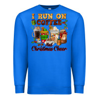 True Royal i run on coffee and christmas cheer Premium Sweatshirt - FaDigitalArtStudio