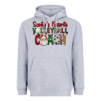 Heather Grey Santa's Favorite Volleyball Coach For Christmas Heavyweight Hoodie - FaDigitalArtStudio