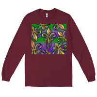 Burgundy Mardi Gras Fleur De Lis Long Sleeve Tee - RanaPortraitStore