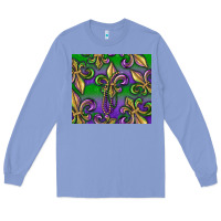 Colony Blue Mardi Gras Fleur De Lis Long Sleeve Tee - RanaPortraitStore