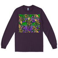 Plum Mardi Gras Fleur De Lis Long Sleeve Tee - RanaPortraitStore