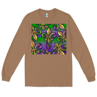 Toasted Coconut Mardi Gras Fleur De Lis Long Sleeve Tee - RanaPortraitStore