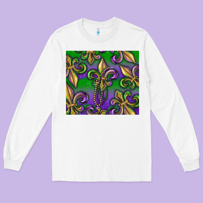 Mardi Gras Fleur De Lis Long Sleeve Tee Designed By Ranaportraitstore