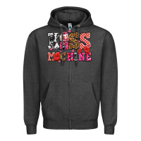 Charcoal Heather kiss machine with lips olivia Zipper Hoodie - OliviaCreatesArt