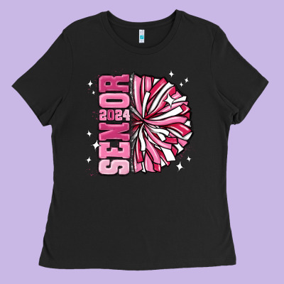 Senior 2024 Pink Cheer Ladies Tee Designed By Maliassmallbusiness