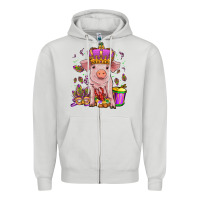 Dove Grey mardi gras pig Zipper Hoodie - OliviaCreatesArt