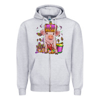 Heather Grey mardi gras pig Zipper Hoodie - OliviaCreatesArt