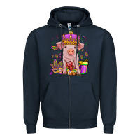 Navy mardi gras pig Zipper Hoodie - OliviaCreatesArt