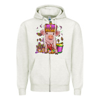 Oatmeal Heather mardi gras pig Zipper Hoodie - OliviaCreatesArt