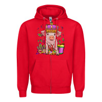 Red mardi gras pig Zipper Hoodie - OliviaCreatesArt