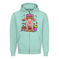 Seafoam mardi gras pig Zipper Hoodie - OliviaCreatesArt