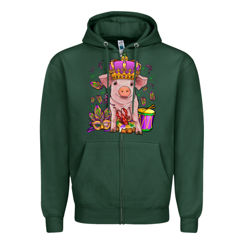 Mardi Gras Pig Zipper Hoodie by OliviaCreatesArt | Teevron