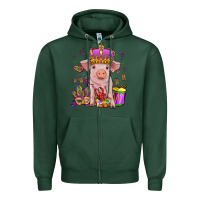 Sports Green mardi gras pig Zipper Hoodie - OliviaCreatesArt