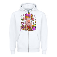 White mardi gras pig Zipper Hoodie - OliviaCreatesArt