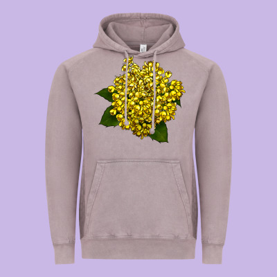 Oregon Grape Flower Illustrations Vintage Hoodie Designed By Lillyallendesigns