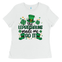 White the leprechauns made me do it Ladies Tee - MaliasSmallBusiness