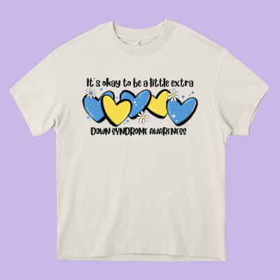 It's Okay To Be Little Extra Down Syndrome Awarene Heavy Core Tee Designed By Maliassmallbusiness