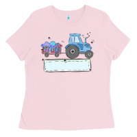 Bubblegum Pink easter tractor boy Ladies Tee - MaliasSmallBusiness