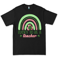 Black lucky to be a teacher Premium Tee - MaliasSmallBusiness