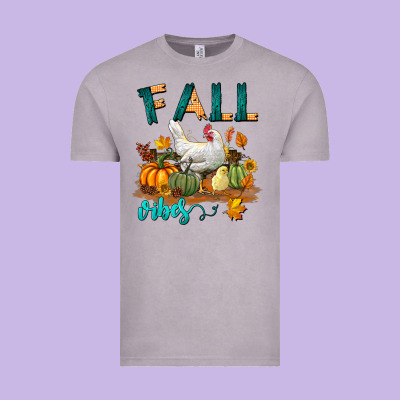 Fall Vibes Chicken Vintage Tee Designed By Lillyallendesigns