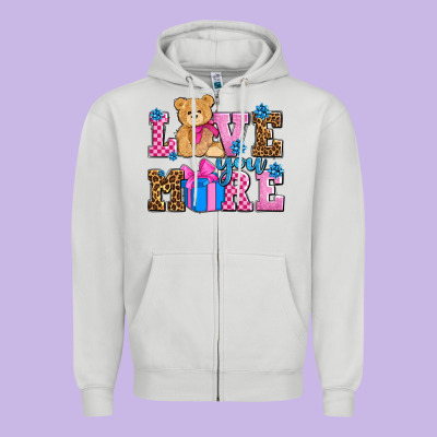 Love You More Olivia Zipper Hoodie Designed By Oliviacreatesart