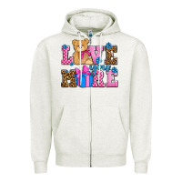 Oatmeal Heather love you more olivia Zipper Hoodie - OliviaCreatesArt