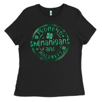 Black prone to shenanigans and malarkey Ladies Tee - MaliasSmallBusiness