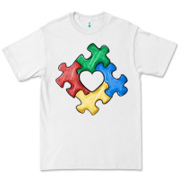 White autism puzzle Premium Tee - MaliasSmallBusiness