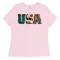 Bubblegum Pink usa basic bold font western Ladies Tee - Jasminsmagicworld
