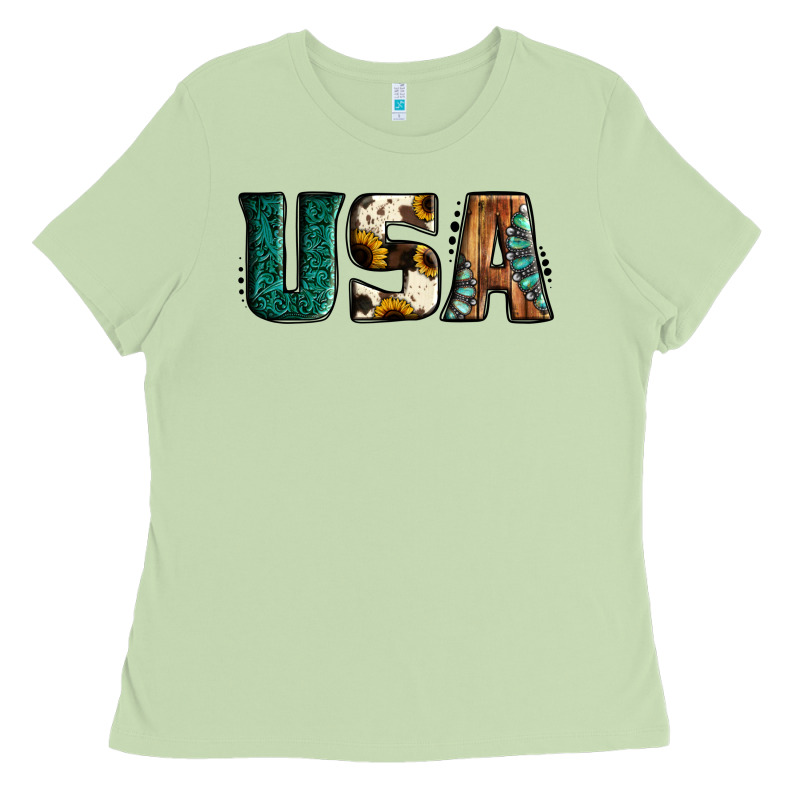 Usa Basic Bold Font Western Ladies Tee by Jasminsmagicworld | Teevron