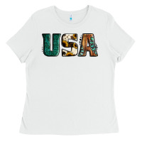White usa basic bold font western Ladies Tee - Jasminsmagicworld