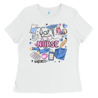 White can't talk right now doing nurse stuff Ladies Tee - MaliasSmallBusiness