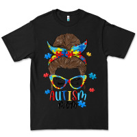 Black messy bun autism mom Premium Tee - MaliasSmallBusiness