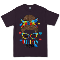 Plum messy bun autism mom Premium Tee - MaliasSmallBusiness