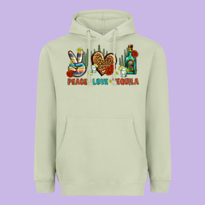 Peace Love Tequila Heavyweight Hoodie Designed By Bundleandbundleshop