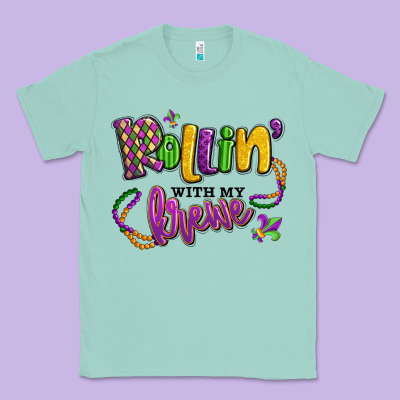 Rollin' With My Krewe Mardi Gras Classic Tee Designed By Lillyallendesigns
