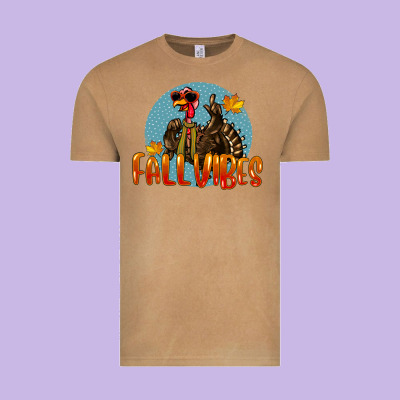 Fall Vibes Turkey Vintage Tee Designed By Lillyallendesigns