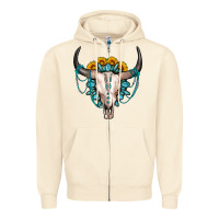 Sunflower Gemstone Bull Skull Zipper Hoodie | Teevron