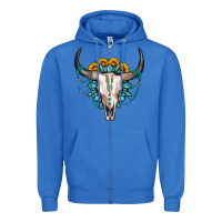 True Royal sunflower gemstone bull skull Zipper Hoodie - OliviaCreatesArt
