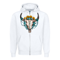 White sunflower gemstone bull skull Zipper Hoodie - OliviaCreatesArt