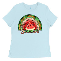 Baby Blue watermelon summer rainbow Ladies Tee - Jasminsmagicworld