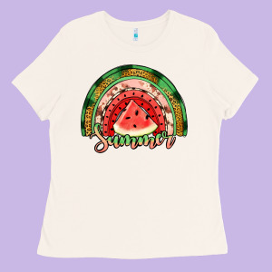 Watermelon Summer Rainbow Ladies Tee Designed By Jasminsmagicworld