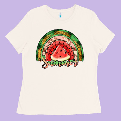 Watermelon Summer Rainbow Ladies Tee Designed By Jasminsmagicworld