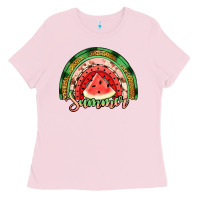 Bubblegum Pink watermelon summer rainbow Ladies Tee - Jasminsmagicworld